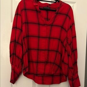 Banana Republic Women's Red Plaid Top